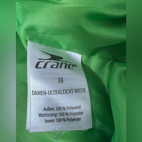 Crane Vest Full Zip  Black Green Ultra Light Woman’s Size 38 EU/ S-M US - Picture 7 of 9